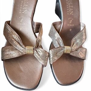 Italian Shoemakers Snakeskin Gold Wedge Sandal Size 9
